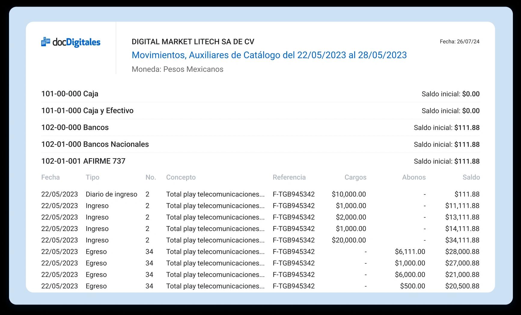 Acceso a reportes contables y financieros en tiempo real.