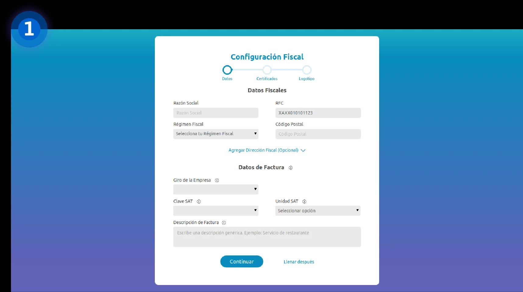 configuracion paso 1