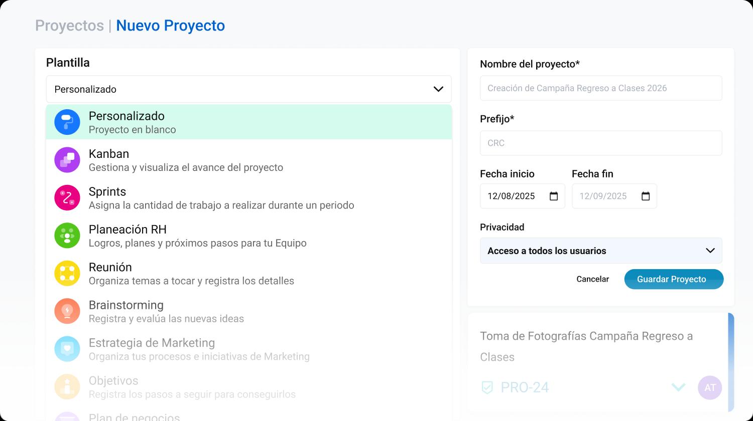 Nuevo proyecto personalizado