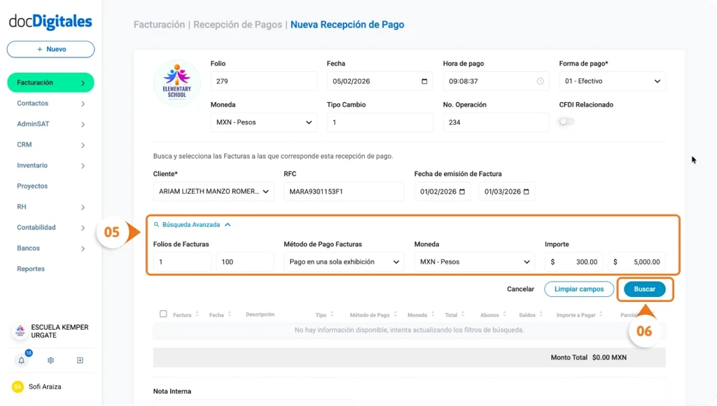 Genera un Complemento Recepción de Pago en un Sistema de Gestión empresarial integral