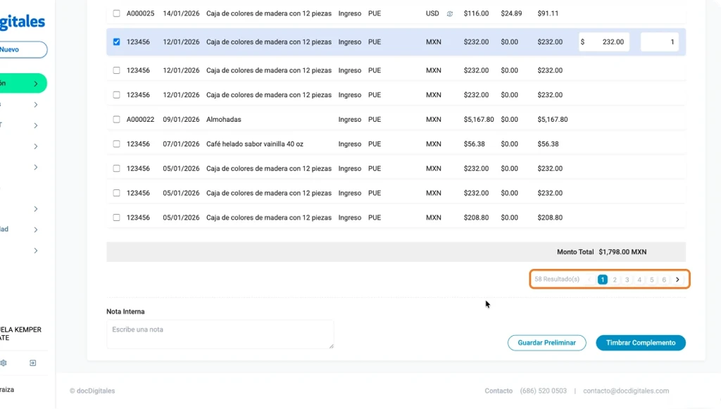 Genera un Complemento Recepción de Pago en un Sistema de Gestión empresarial integral