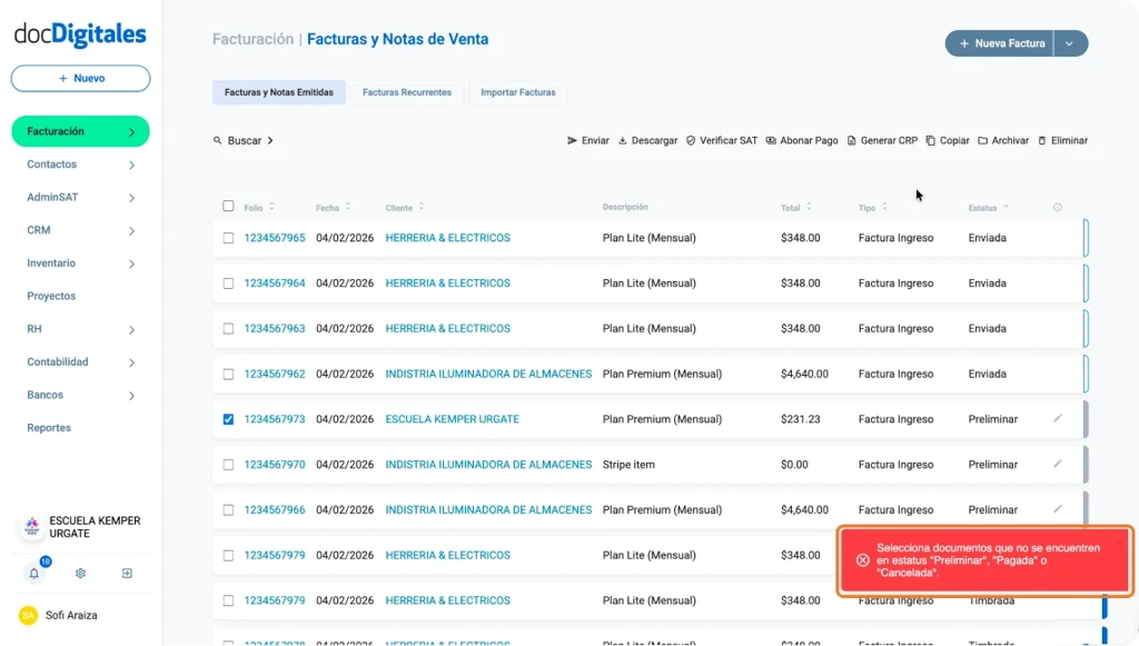 Genera un Complemento Recepción de Pago en un Sistema de Gestión empresarial integral