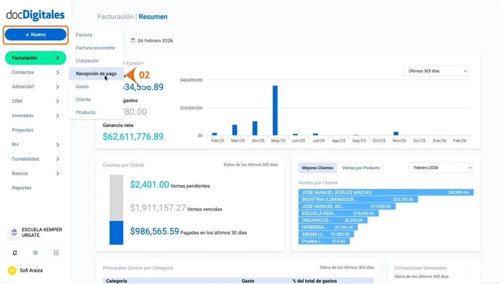 Genera un Complemento Recepción de Pago en un Sistema de Gestión empresarial integral