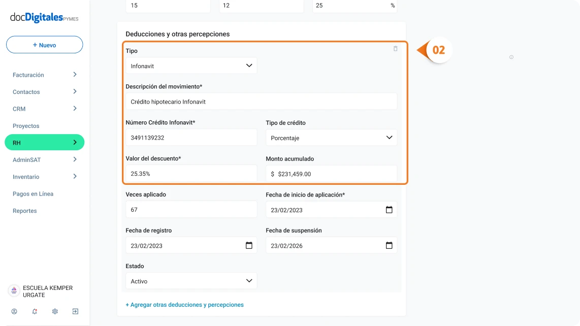 infonavit deducciones 2x