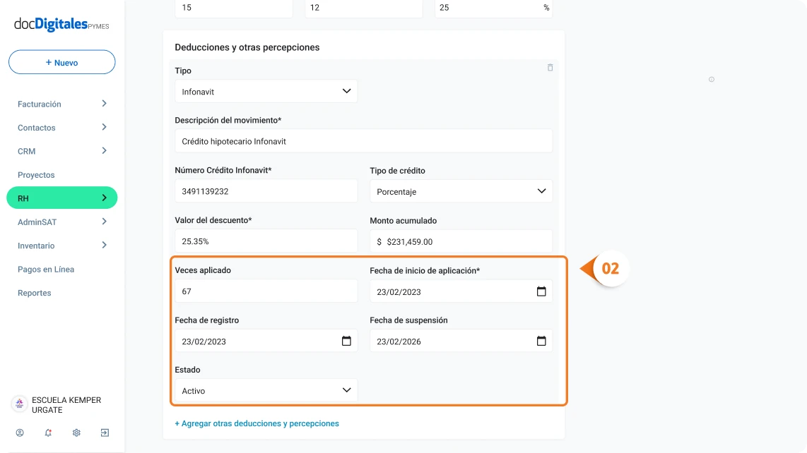 infonavit deducciones y percepciones 2x