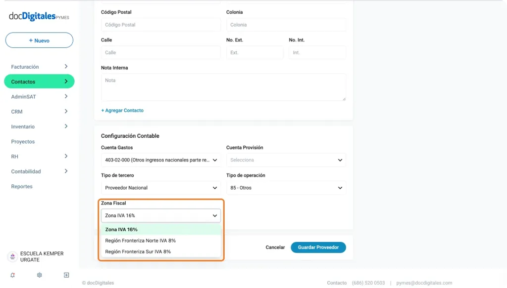 Información contable de tu proveedor