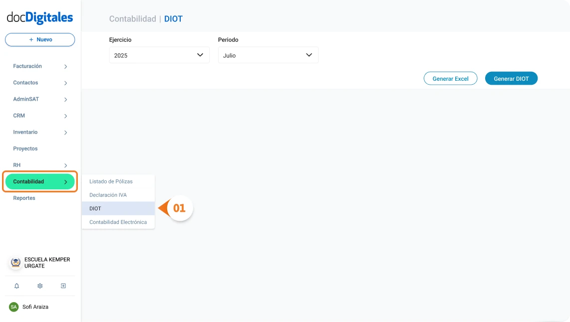 Generación declaración DIOT en un sistema contable para contadores