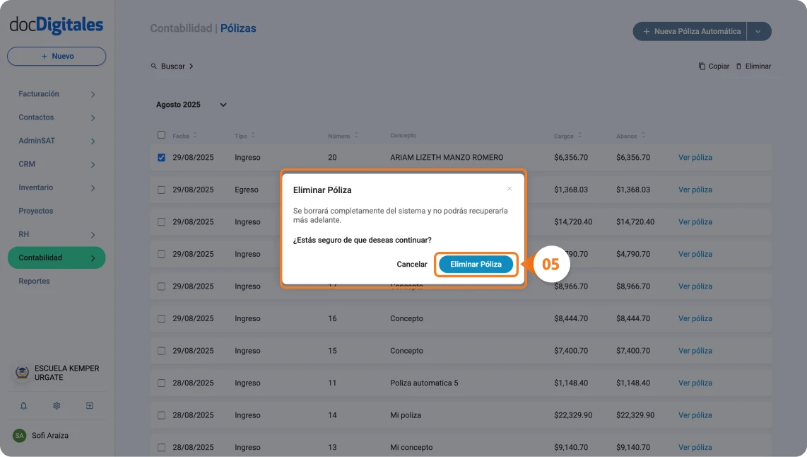 Elimina pólizas manuales o automáticas contables con un software contable
