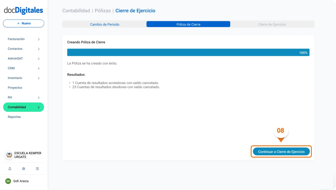 Cierre del ejercicio contable en un sistema contable