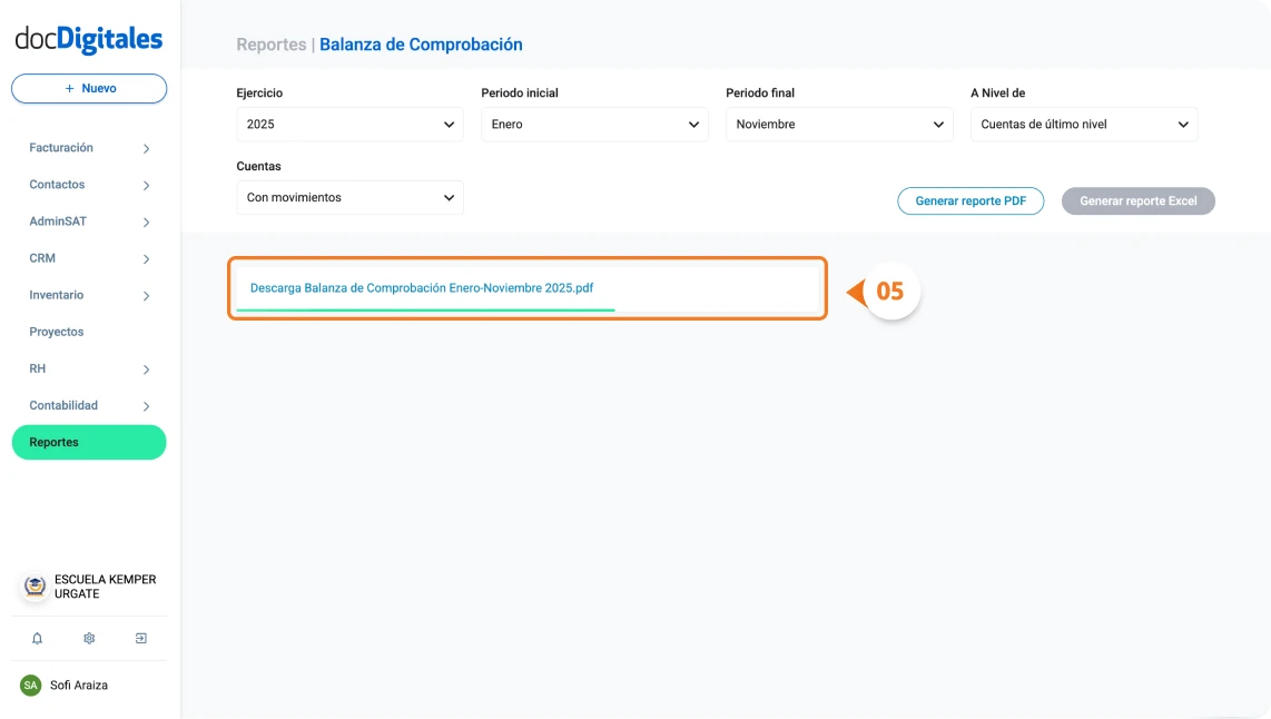 Generar balanza de comprobación en un sistema contable para contadores y pymes mexicanas
