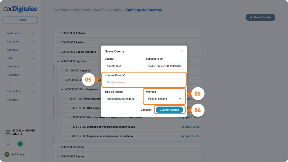 Crear catálogo de cuentas del catálogo contable desde el árbol de cuentas 3