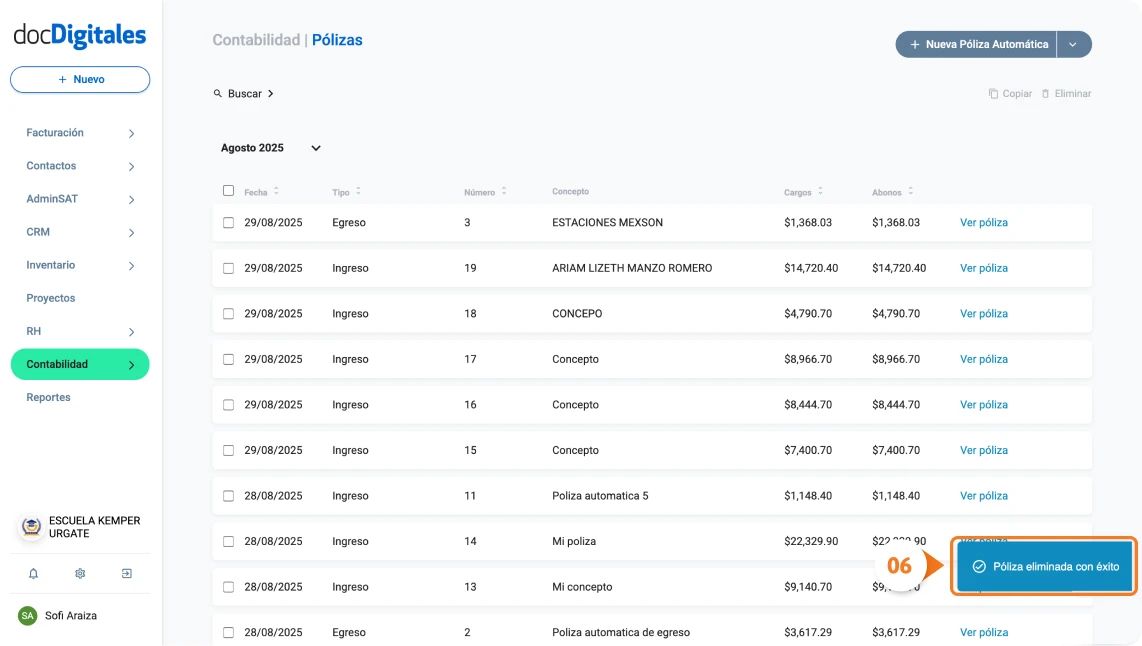 Elimina pólizas manuales o automáticas contables con un software contable