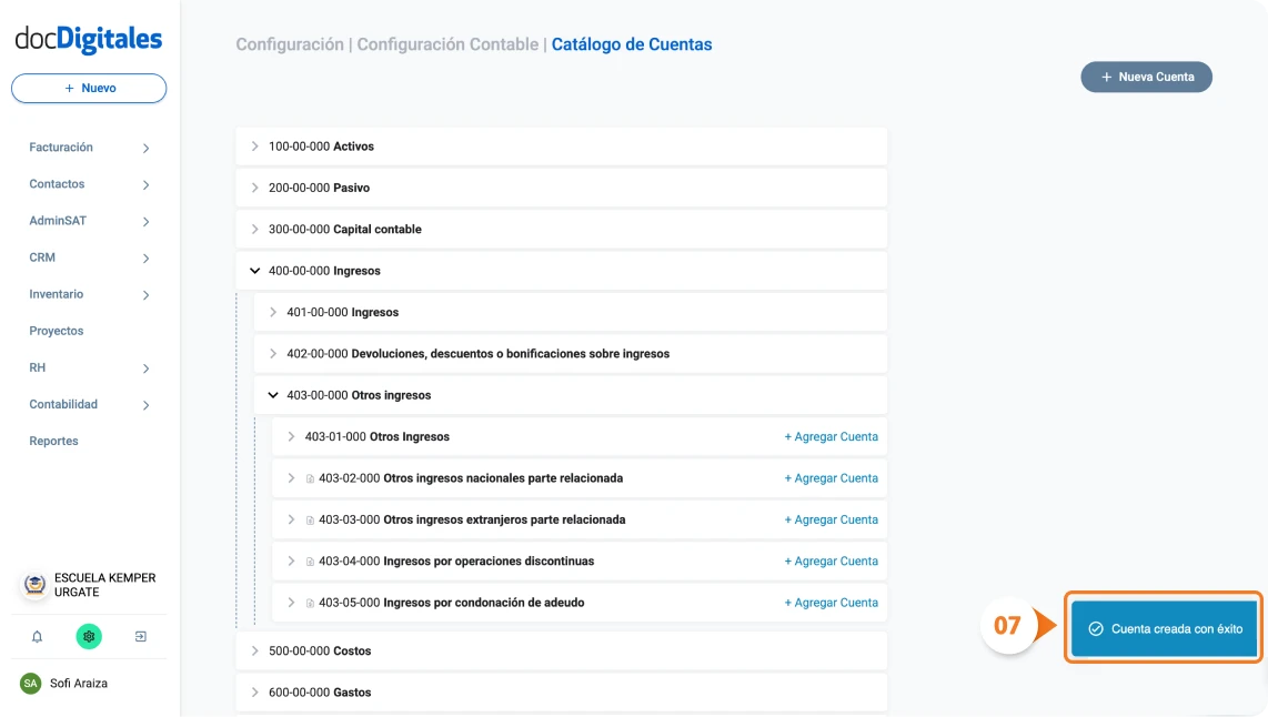 Crear catalogo de cuentas de un catálogo contable desde el árbol de cuentas 4