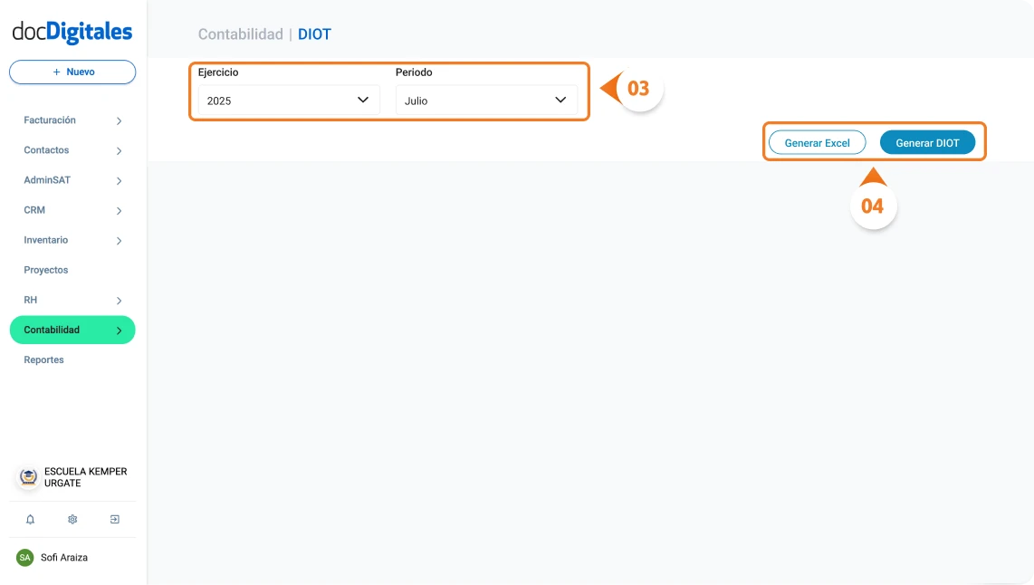 Generación declaración DIOT en un sistema contable para contadores
