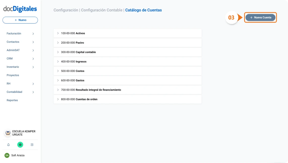 Crear una subcuenta auxiliar dentro del catálogo contable