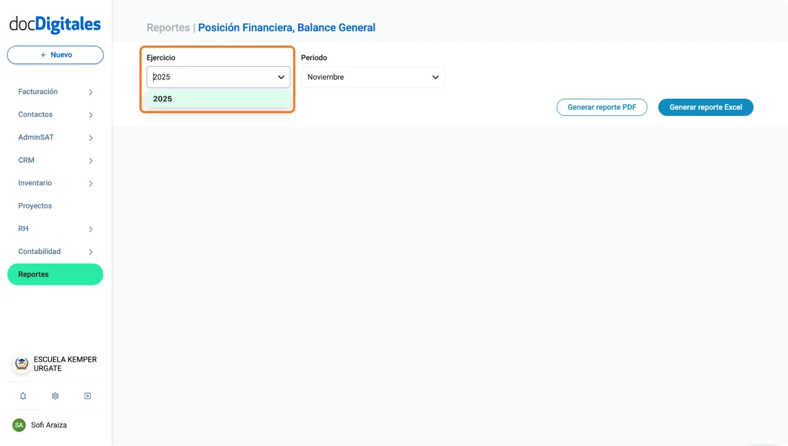 Generar el balance general de una empresa en un sistema contable para contadores y pymes mexicanas
