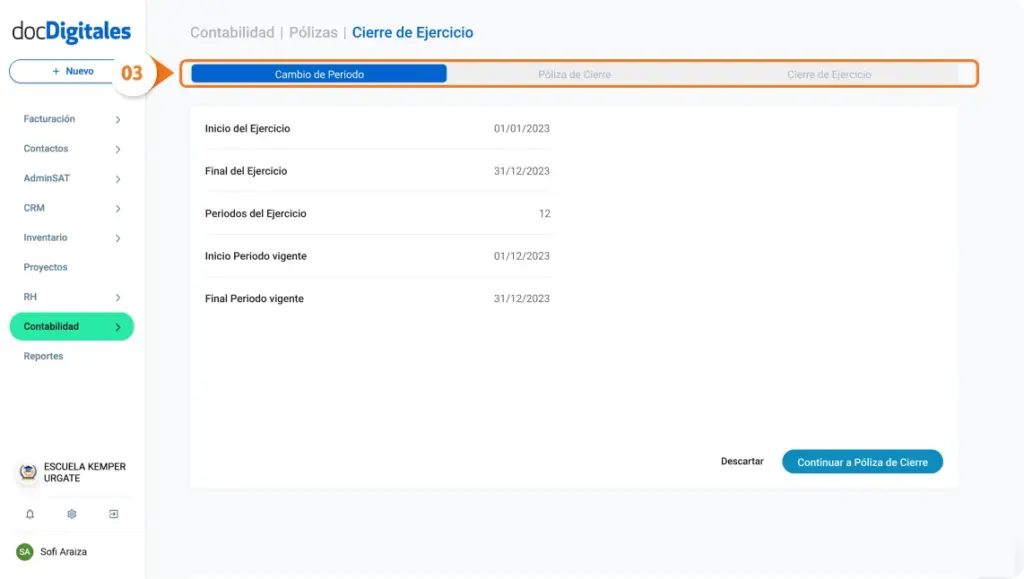 Cierre del ejercicio contable en sistema contable