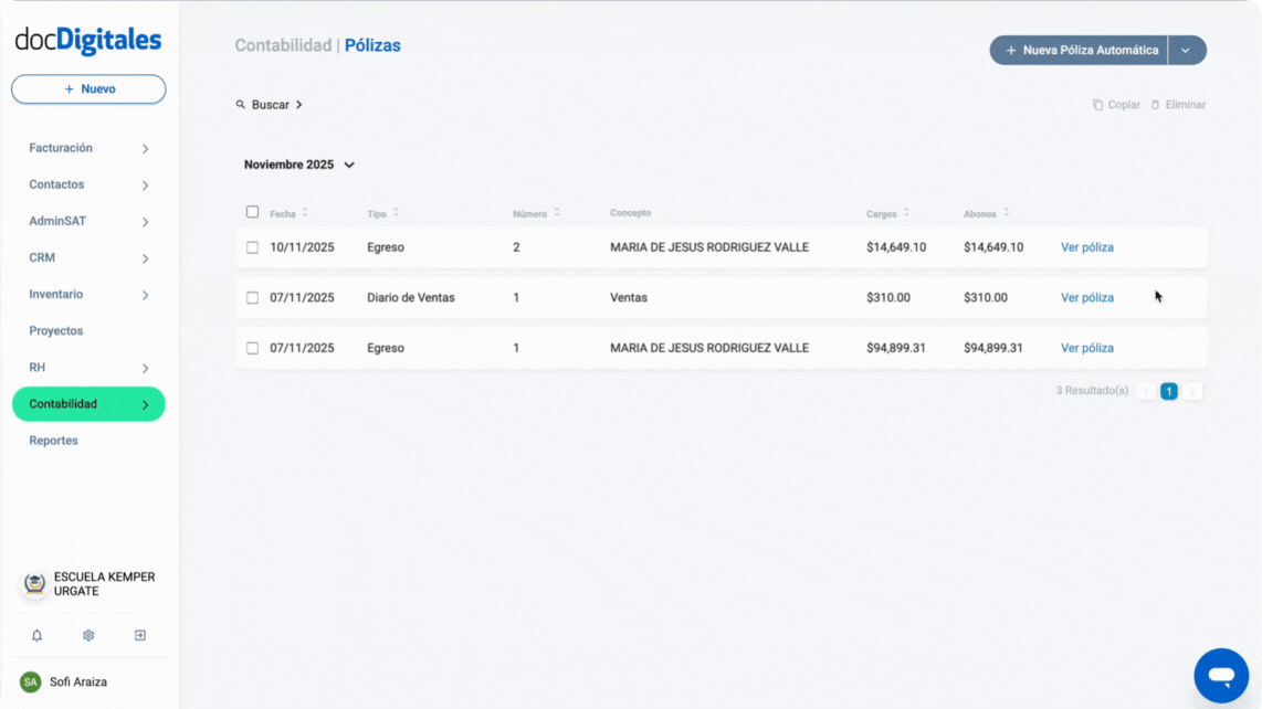 Edita pólizas manuales o automáticas contables con un software contable