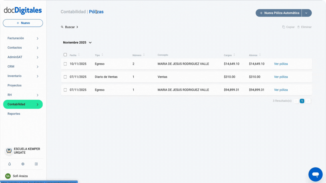 Editar pólizas manuales o automáticas contables con un software contable
