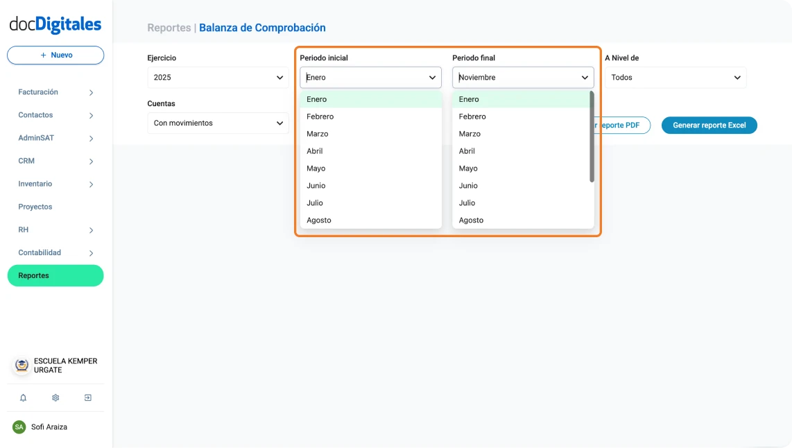 Generar balanza de comprobación en un sistema contable para contadores y pymes mexicanas