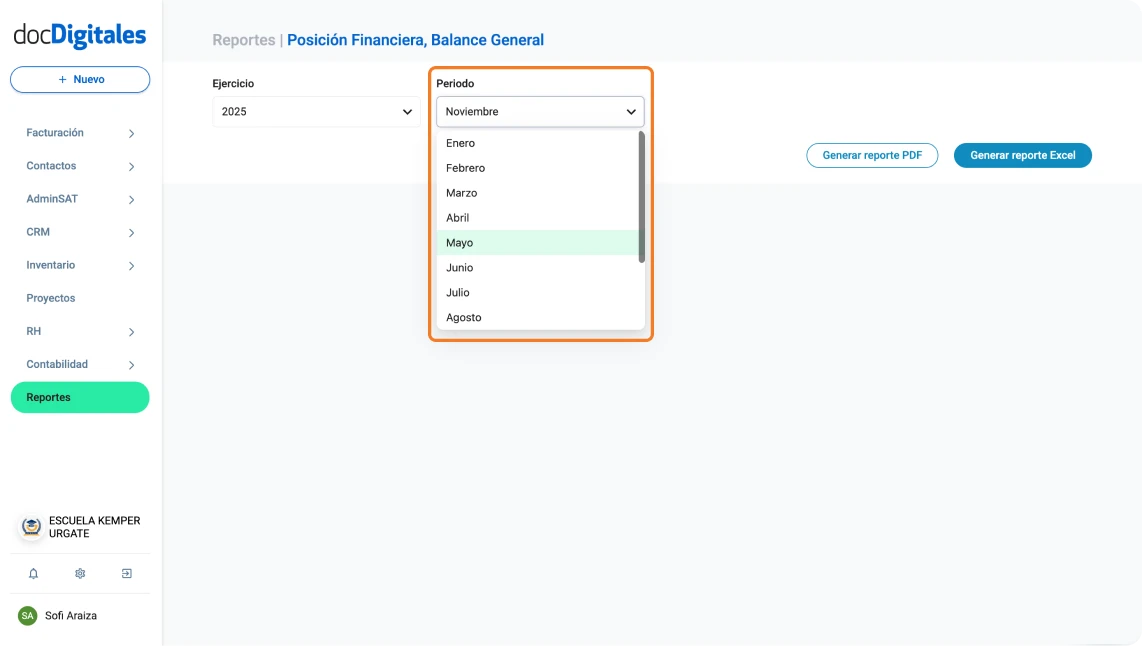 Generar el balance general de una empresa en un sistema contable para contadores y pymes mexicanas