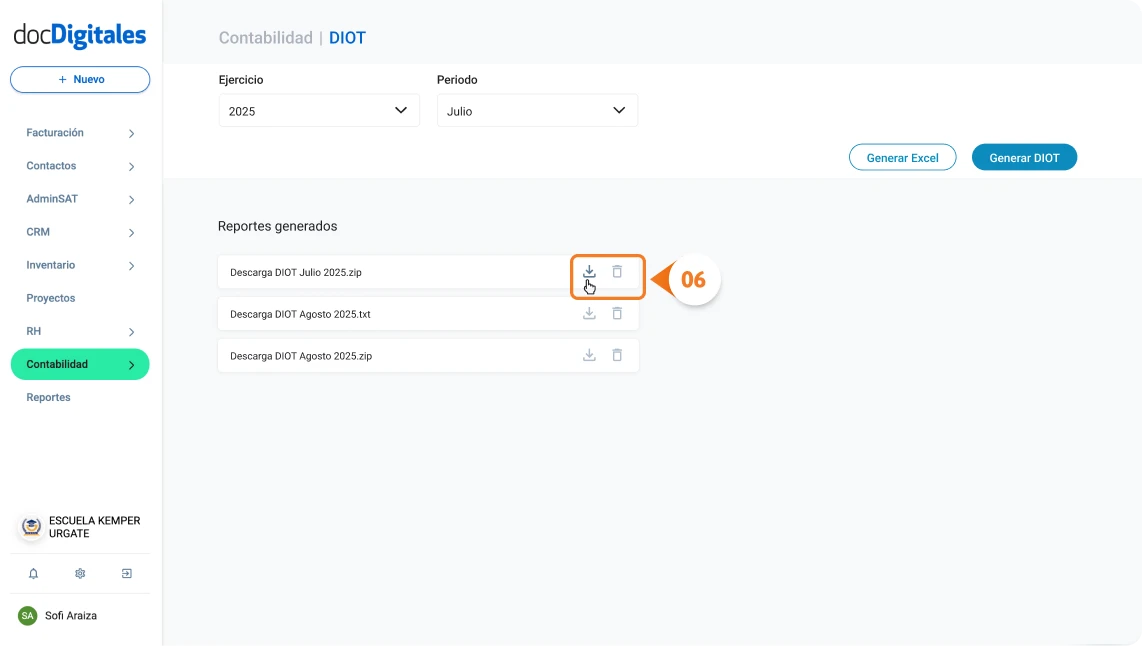 Generación declaración DIOT en un sistema contable para contadores