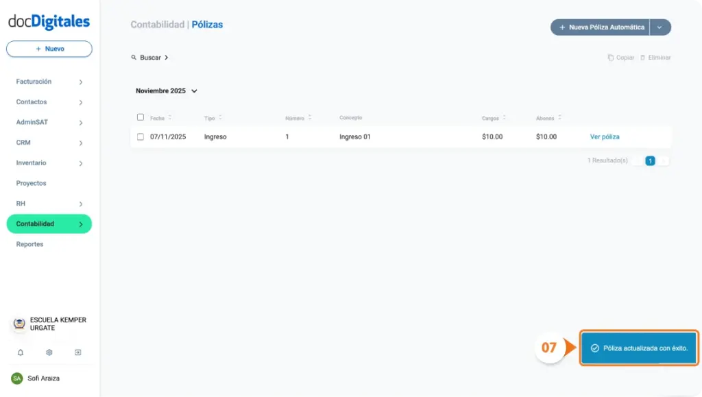 Editar pólizas manuales o automáticas contables con un software contable