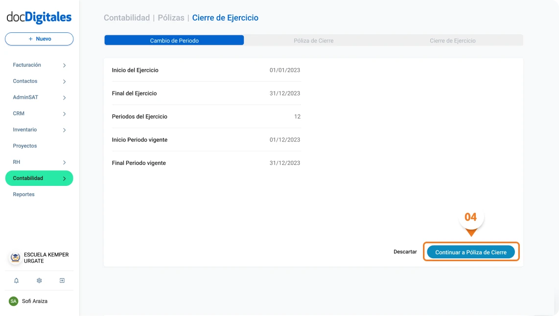 Cierre del ejercicio contable en un sistema contable