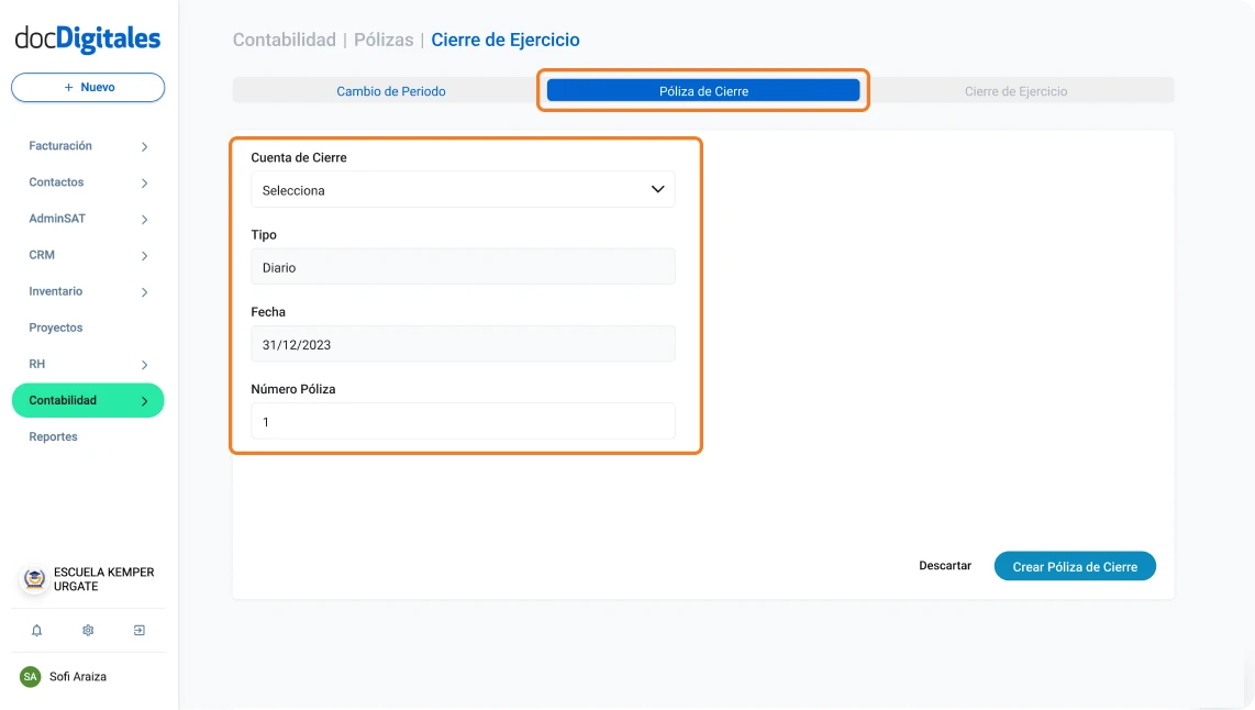 Cierre del ejercicio contable en un sistema contable