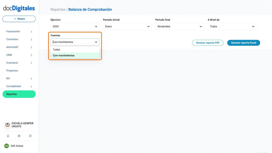 Generar balanza de comprobación en un sistema contable para contadores y pymes mexicanas
