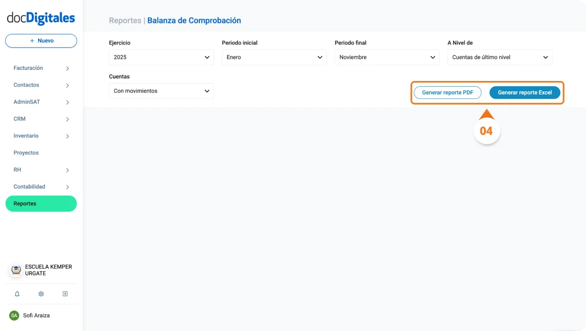 Generar balanza de comprobación en un sistema contable para contadores y pymes mexicanas