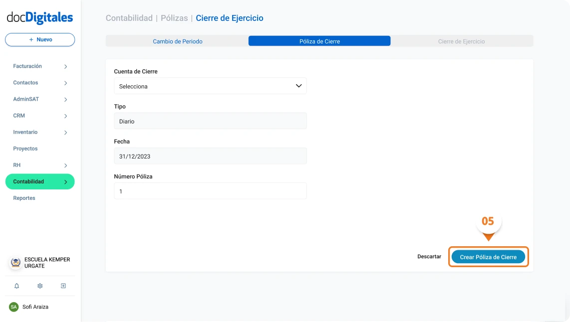 Cierre del ejercicio contable en un sistema contable