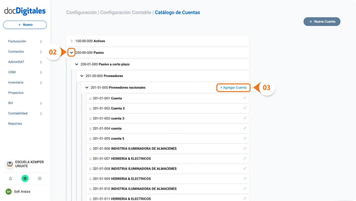 Crear subcuentas auxiliares desde el árbol de cuentas 2