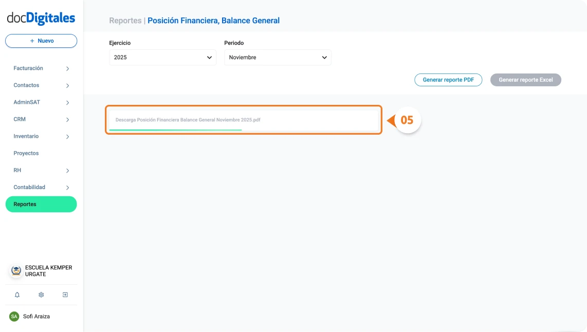 Generar el balance general de una empresa en un sistema contable para contadores y pymes mexicanas