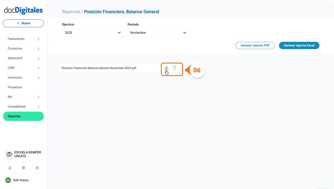 Generar el balance general de una empresa en un sistema contable para contadores y pymes mexicanas