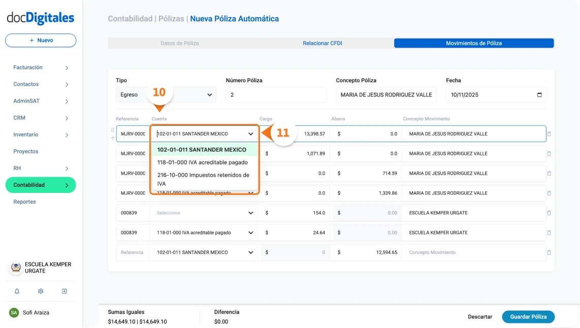 Configurar póliza automática contable en sistema para contadores