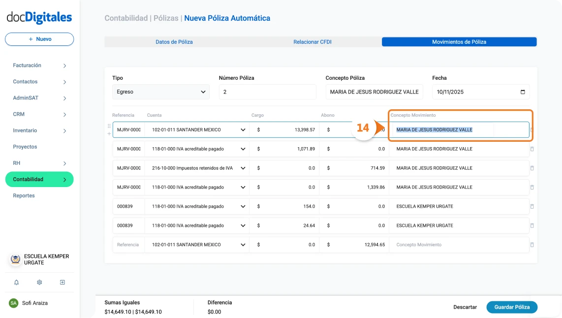 Configurar póliza contable automática en sistema para contadores