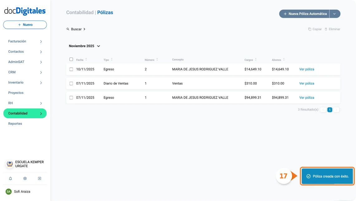 Configurar una póliza contable automática en sistema para contadores
