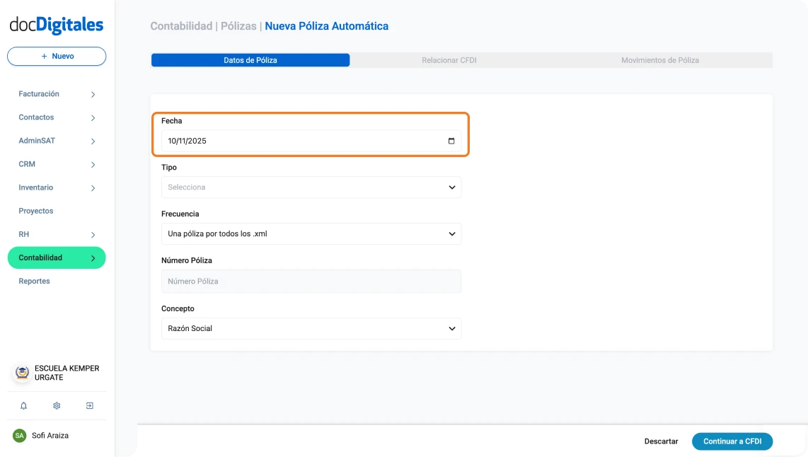 Configurar una póliza automática contable en un sistema para contadores