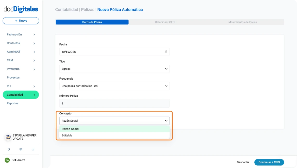 Configurar póliza automática contable en un sistema para contadores