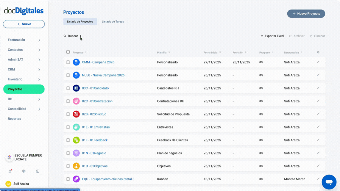 Consultar el detalle de tarea de un proyecto en un crm 