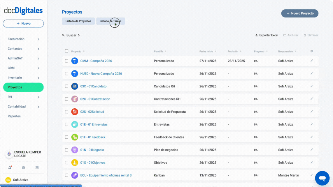 Consultar el detalle de tarea de un proyecto en un crm 