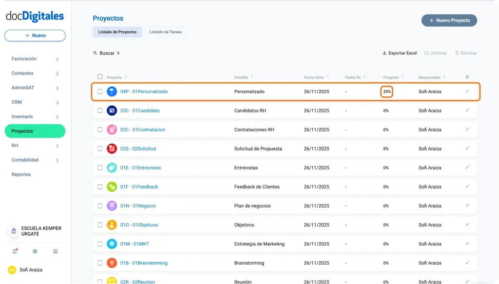 Creación de proyectos en un CRM con plantillas personalizadas, enfocada en pymes mexicanas
