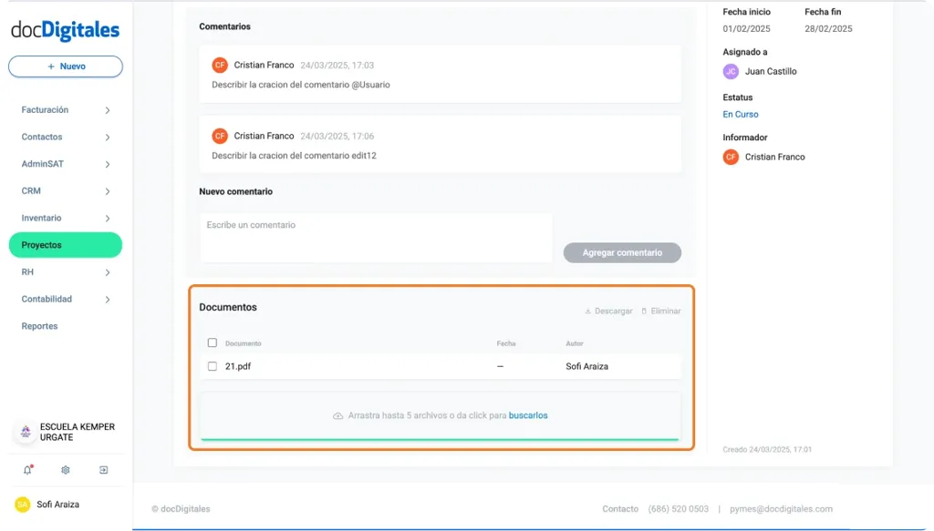 Creación de proyectos en un CRM con plantillas personalizadas, enfocada en pymes mexicanas