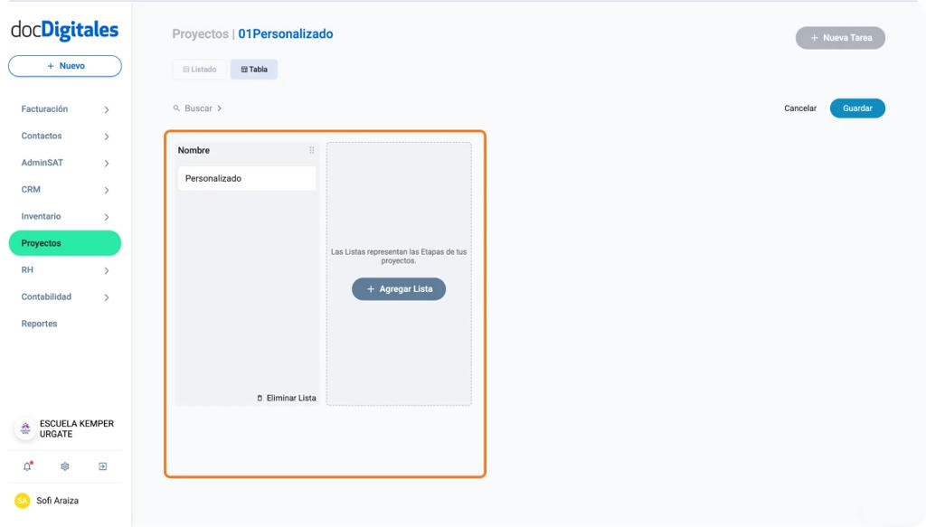 Plantilla para proyectos para gestionar actividades y planificación diseñada especialmente para pymes y empresas mexicanas con un CRM a la medida
