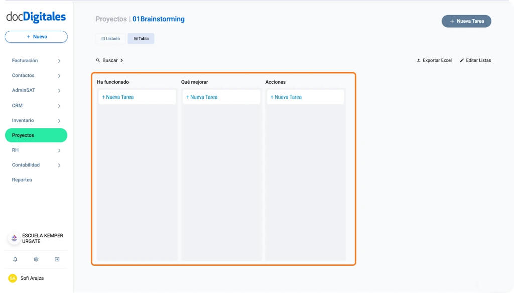 Plantilla para proyectos para gestionar actividades y planificación diseñada especialmente para pymes y empresas mexicanas con un CRM a la medida