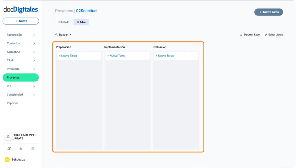 Plantilla para proyectos para gestionar actividades y planificación diseñada especialmente para pymes y empresas mexicanas con un CRM a la medida