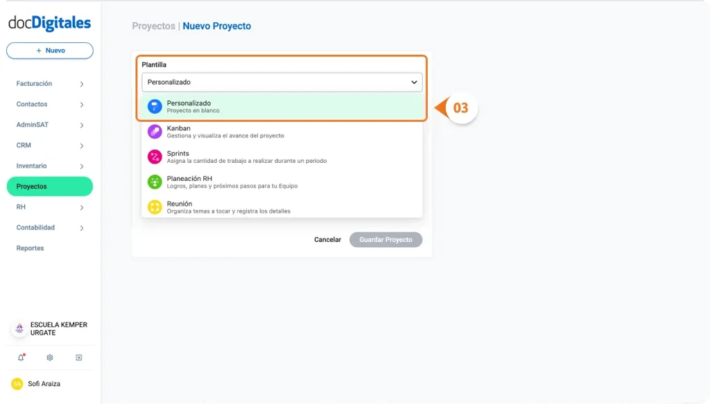 Crear plantilla personalizada dentro de un CRM para gestión de proyectos