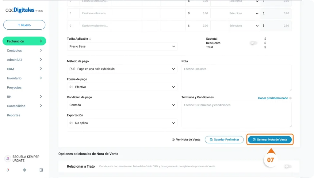 Cotización a nota de venta o factura en tan solo un clic