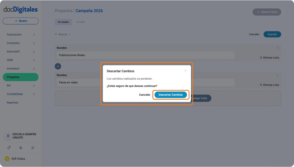 Eliminar etapas de plantilla para proyectos no necesarias en un CRM empresarial